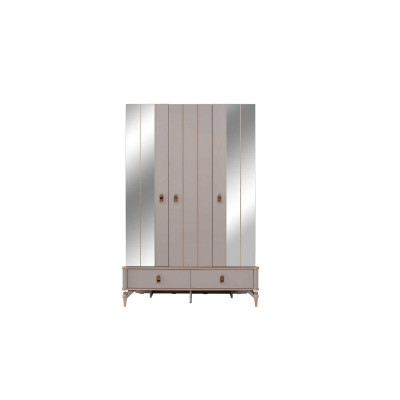 Luxury Wardrobe Children's Wardrobe Wooden Wardrobe Beige Mirror
