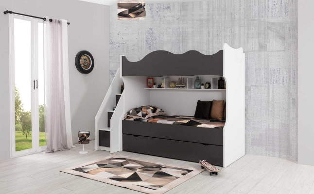 Bunk bed Bed Childrens bed Children's furniture Gray Suite Modern Children