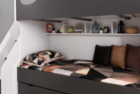 Bunk bed Bed Childrens bed Children's furniture Gray Suite Modern Children