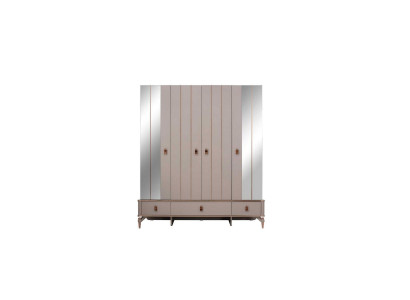 Wardrobe children's cupboard wooden cupboard Wardrobe Wood Beige Mirror