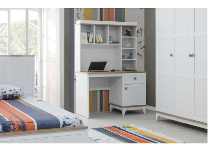 Wooden table Desk Shelves Computer desk Wood White Childrens room