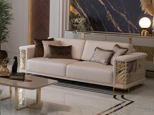 Schiker Sofa 4 Seater new modern design beige color with cushions