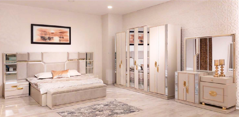Bedroom Set Modern Double bed 2x Bedside tables Luxury Wardrobe new