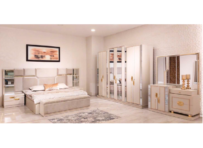 Bedroom Set Modern Double bed 2x Bedside tables Luxury Wardrobe new