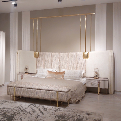 Bedroom Set 4pcs Complete's Bed 2xNight Tables Wardrobe Luxury Furniture