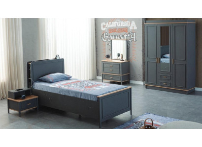 Children's furniture suite children's room bed children's bed gray wood set 5 pieces