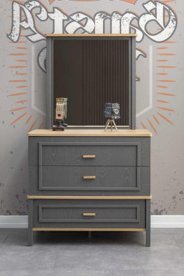 Children's furniture suite children's room bed children's bed gray wood set 5 pieces