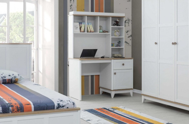 Complete e youth bed children's furniture children's bed white wood set 4 pieces modern