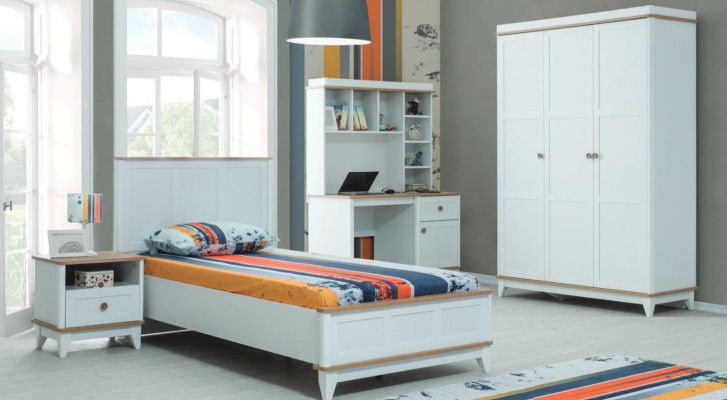 Youth bed children's furniture children's bed complete e white wood set 4 pieces modern