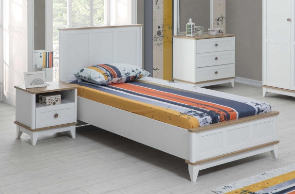 Youth bed children's furniture children's bed complete e white wood set 4 pieces modern