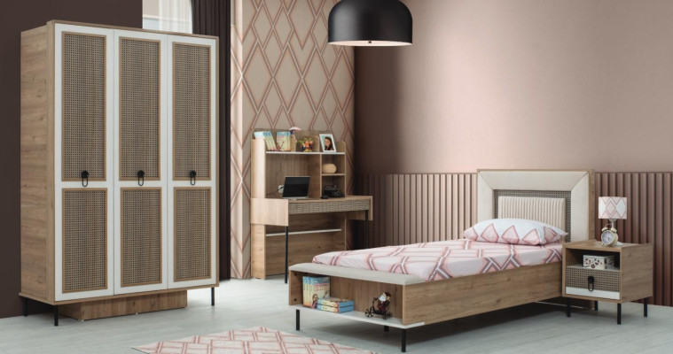 Moderne Complete e Kinderfurniture Childrens bed Braun Wood Set 4tlg Bed new