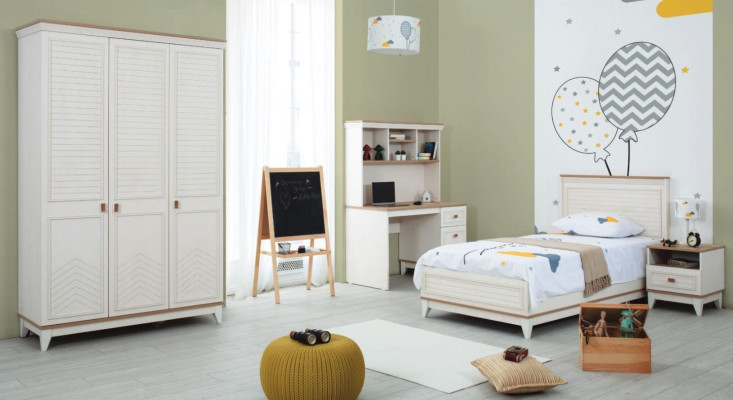 Bedroom Sets Youth Bed Childrens bed White Wood Set 4-piece Bed Modern
