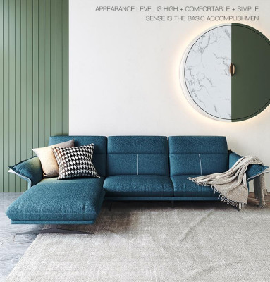 Fabric L-shape Couch Living landscape Corner sofa Suite Modern Design Blue's Sofa new