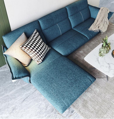 Fabric L-shape Couch Living landscape Corner sofa Suite Modern Design Blue's Sofa new