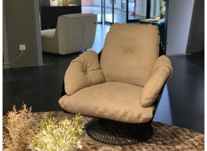 Armchair Club Lounge Design Leaning Chair Upholstery Sofa 1 Seater TV Leather Rotatable