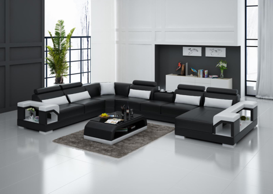 Designer Sofa Couch Corner sofa with Stool Upholstery Suite Living landscape U-shape