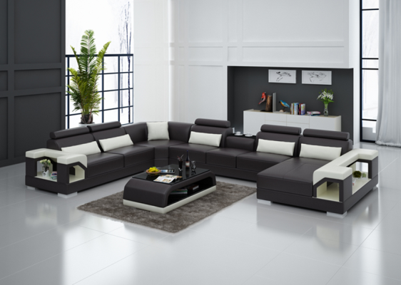 Designer Sofa Couch Corner sofa with Stool Upholstery Suite Living landscape U-shape