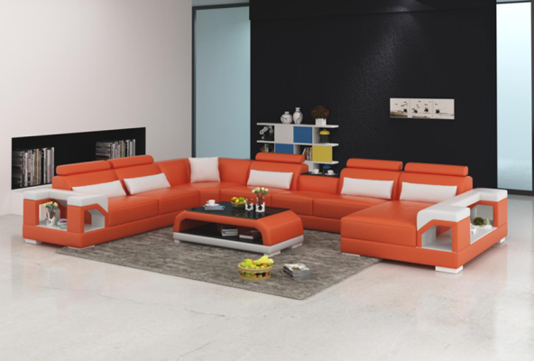 Designer Sofa Couch Corner sofa with Stool Upholstery Suite Living landscape U-shape