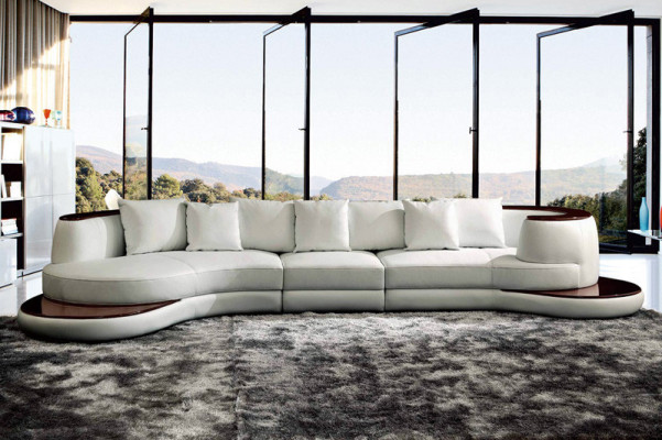 Leather Sofa Corner sofa Living landscape Round Couch Seat Upholstery Suite Rundsofa new