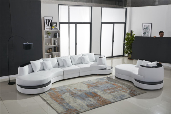 Leather Sofa Corner sofa Living landscape Round Couch Seat Upholstery Suite Rundsofa new