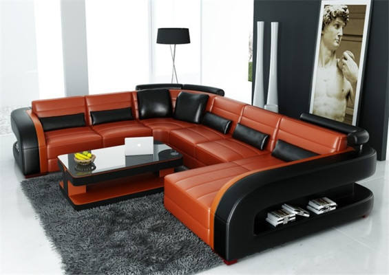 Luxurious Living room Corner suite Corner sofa Corner sofa Sofa Upholstery Corner Couch Leather