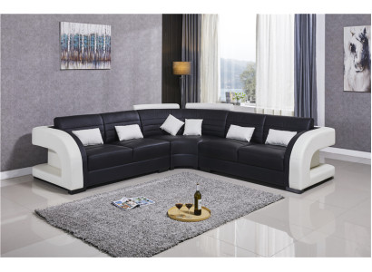 Suite Living landscape L-shape new Designer Sofa Couch Corner sofa + Stool Upholstery