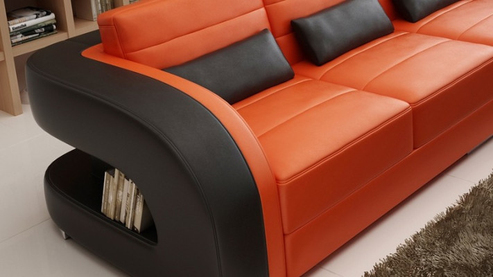 Suite Living landscape L-shape new Designer Sofa Couch Corner sofa + Stool Upholstery