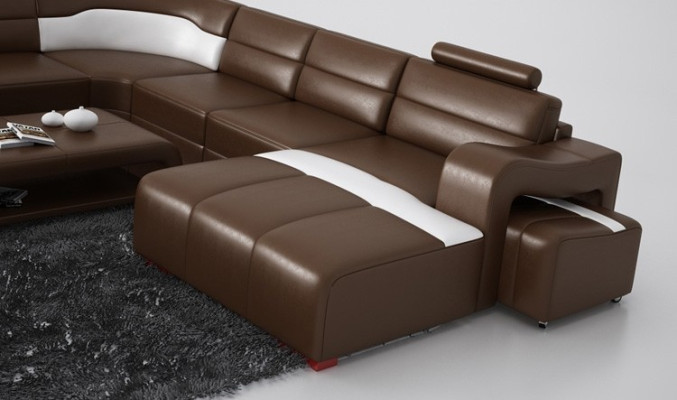 Luxurious Leather Corner sofa Sofa Upholstery Corner suite U-shape White Sofas Set Couch
