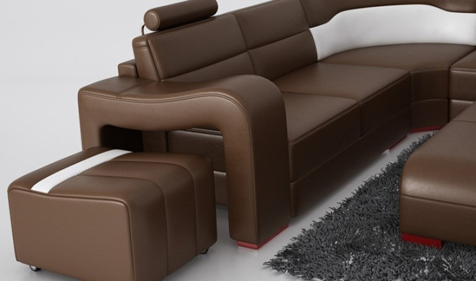 Luxurious Leather Corner sofa Sofa Upholstery Corner suite U-shape White Sofas Set Couch