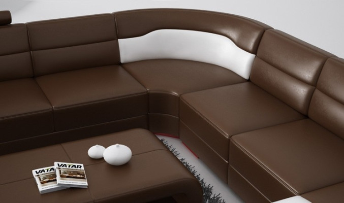 Luxurious Leather Corner sofa Sofa Upholstery Corner suite U-shape White Sofas Set Couch