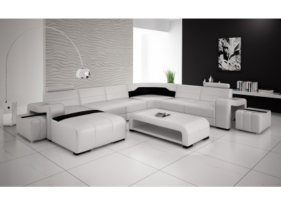 Luxurious Leather Corner sofa Sofa Upholstery Corner suite U-shape White Sofas Set Couch