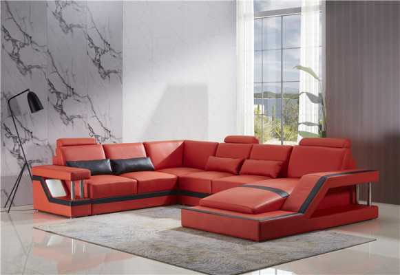 Design Couch Luxury Couches Leather Sofa Seat Corner Suite Upholstery Corner Couch Red