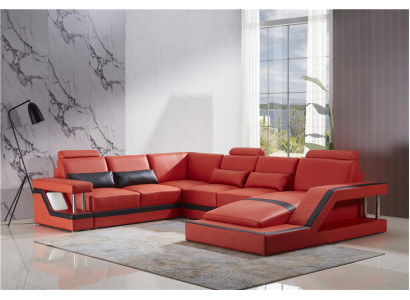 Design Couch Luxury Couches Leather Sofa Seat Corner Suite Upholstery Corner Couch Red