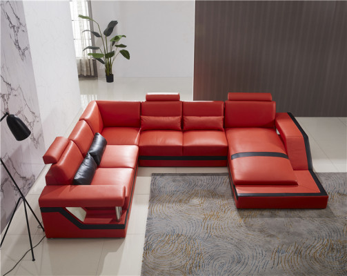 Design Couch Luxury Couches Leather Sofa Seat Corner Suite Upholstery Corner Couch Red