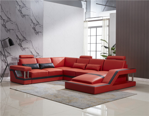 Design Couch Luxury Couches Leather Sofa Seat Corner Suite Upholstery Corner Couch Red
