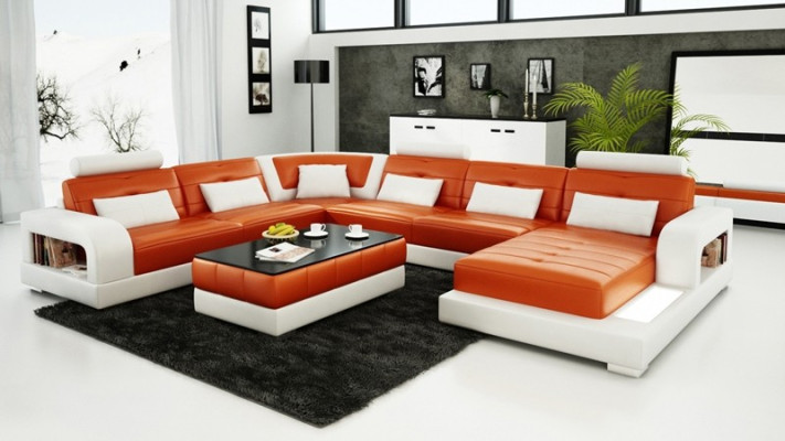 Modern Corner sofa Upholstery Couch Leather Corner sofa Living landscape U-shape