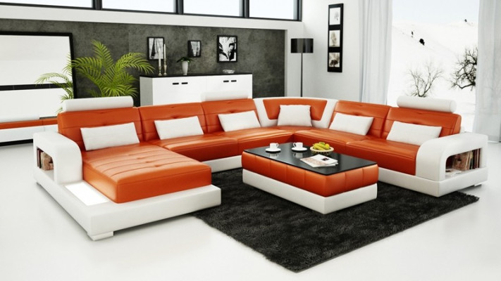 Modern Corner sofa Upholstery Couch Leather Corner sofa Living landscape U-shape