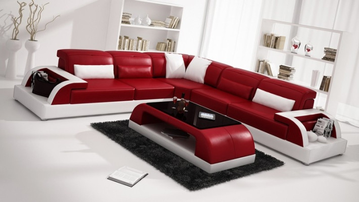 Corner sofa Sofa Couch Upholstery Living landscape Leather Corner Sofas Suite L-shape new