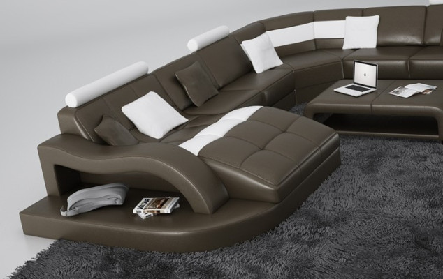 Modern Sofa Corner suite U-shape Upholstery Seat Corner Couch + Coffee table Complete