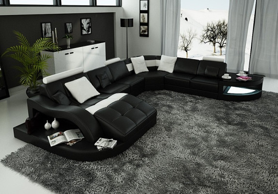Modern Sofa Corner suite U-shape Upholstery Seat Corner Couch + Coffee table Complete