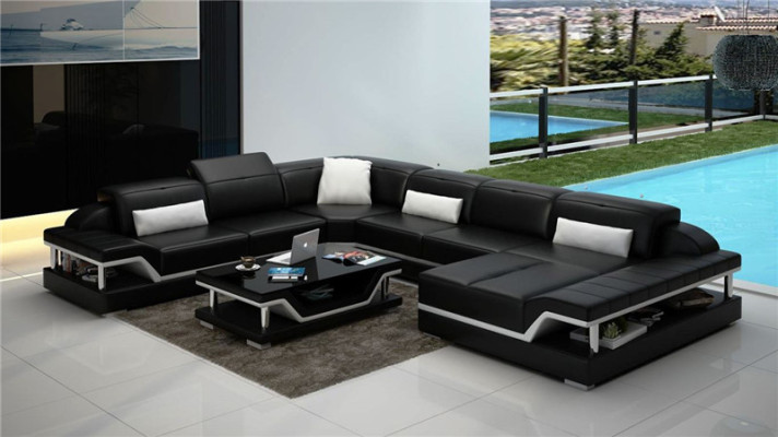 Designer Sofa Couch Corner sofa with Stool Upholstery Suite Living landscape U-shape