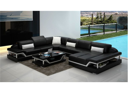 Designer Sofa Couch Corner sofa with Stool Upholstery Suite Living landscape U-shape