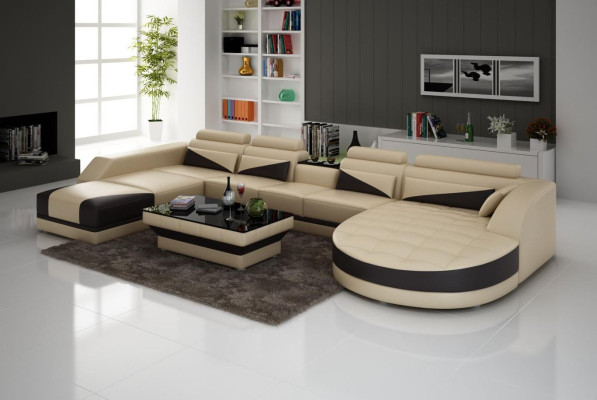 XXL Living landscape U-shape Corner sofa Sofa Couch Upholstery Suite Leather new