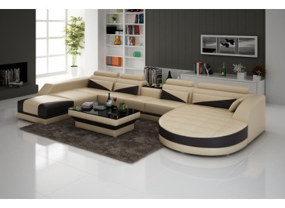 XXL Living landscape U-shape Corner sofa Sofa Couch Upholstery Suite Leather new