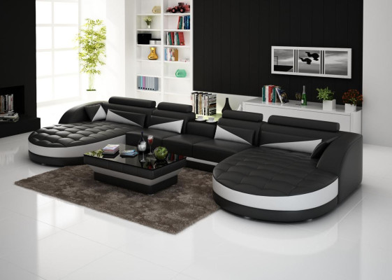 Leather sofa Corner sofa Sofa Couch Upholstery Living landscape Leather Sofas Suite U-shape