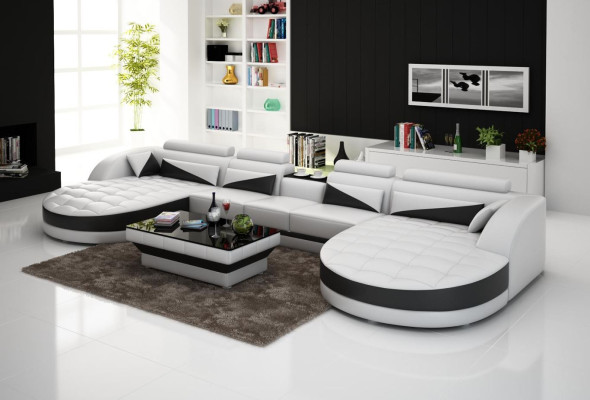 Leather sofa Corner sofa Sofa Couch Upholstery Living landscape Leather Sofas Suite U-shape