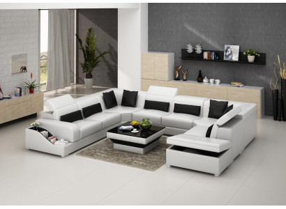 Corner sofa Leather Sofa Upholstery Corner Seat Living landscape Suite U-shape Family Couch