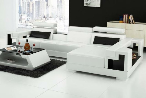 Luxurious Leather Sofa Corner sofa Upholstery Corner suite + Coffee table 2pcs. Set couch