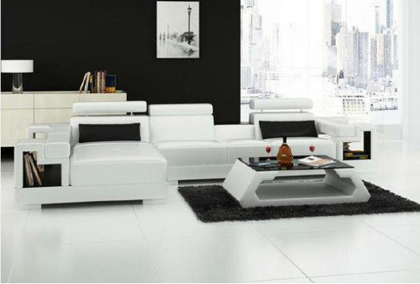 Luxurious Leather Sofa Corner sofa Upholstery Corner suite + Coffee table 2pcs. Set couch