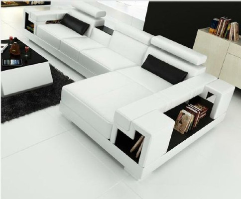Luxurious Leather Sofa Corner sofa Upholstery Corner suite + Coffee table 2pcs. Set couch